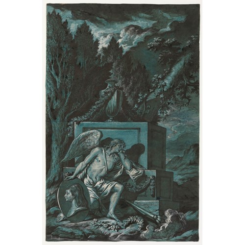 An Angel in Mourning Before a Funerary Monument